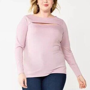 Womens Nine West Shirt Fitted Cutout Active Top Long Sleeve Plus Size XS